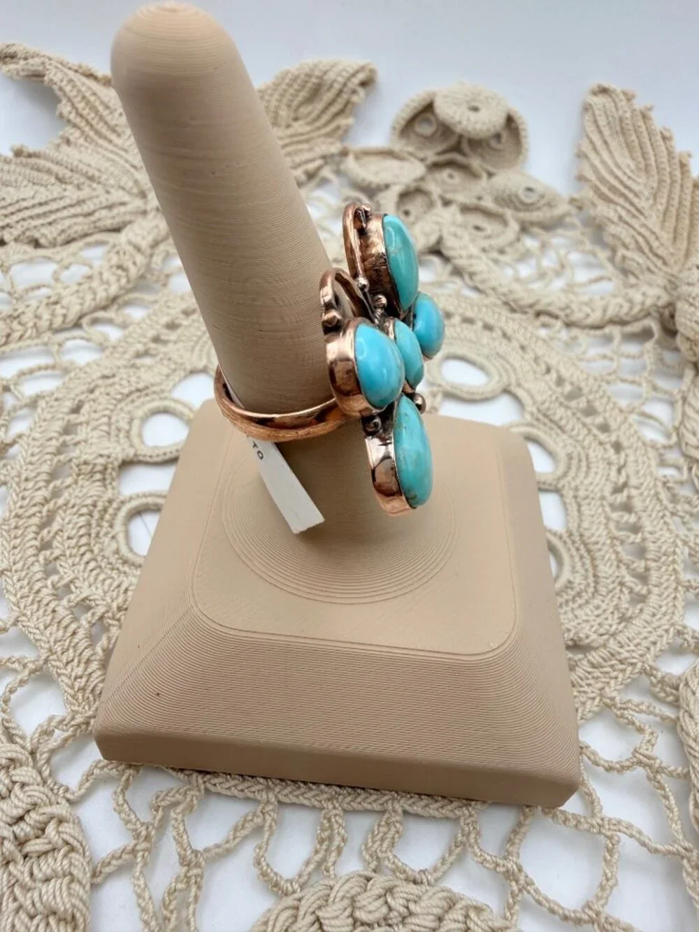 Artisan crafted Mohave Turquoise Butterfly Copper Statement Ring Adj Boho 9g